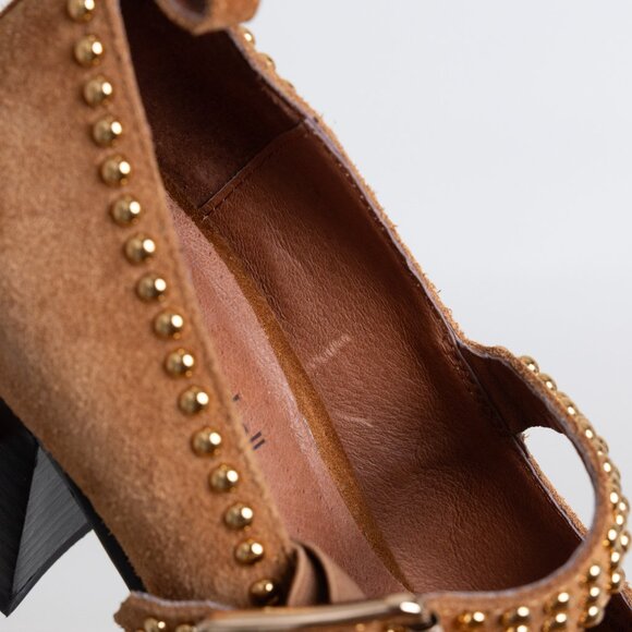 Jeffrey Campbell x Free People Walk On By Heels Studded Brown Suede Leather - Picture 14 of 16